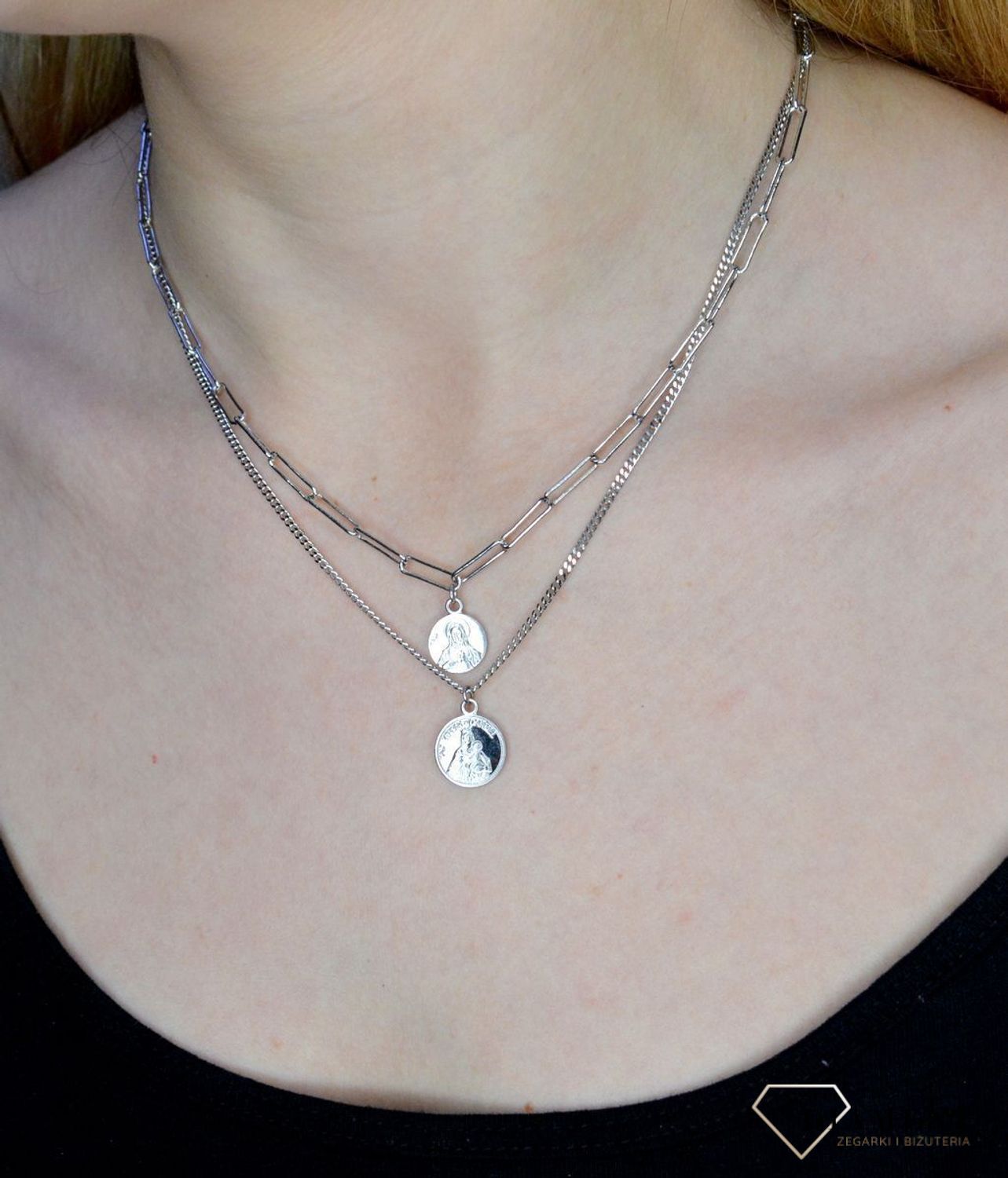 Srebrny naszyjnik modna celebrytka z medalikiem DIA-NSZ-2396-925.jpg