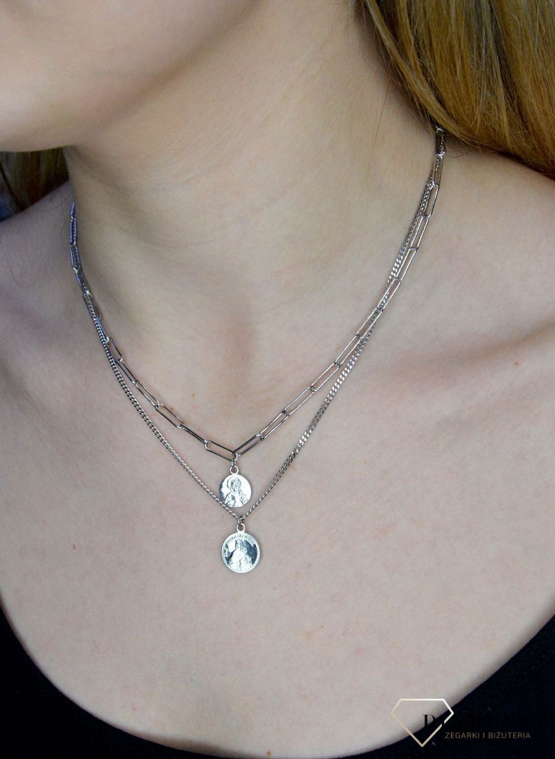 Srebrny naszyjnik modna celebrytka z medalikiem DIA-NSZ-2396-925.jpg