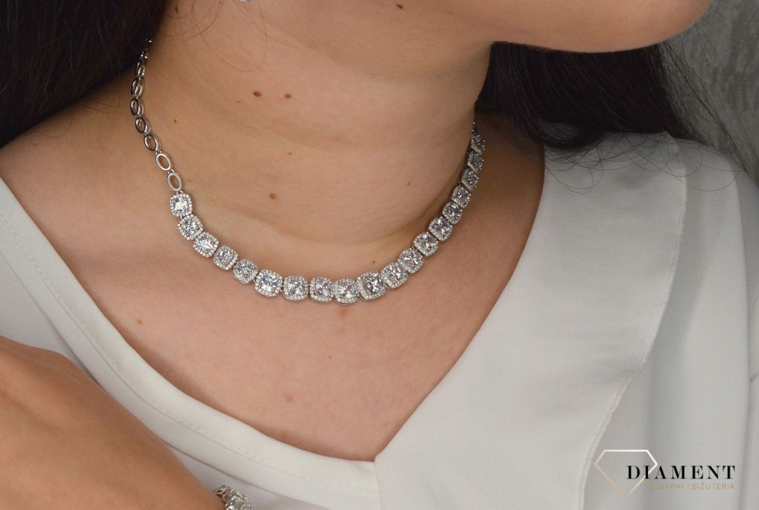 Kolia z cyrkoniami damska 'Komplet biżuterii ślubnej' DIA-NSZ-2401-925.jpg