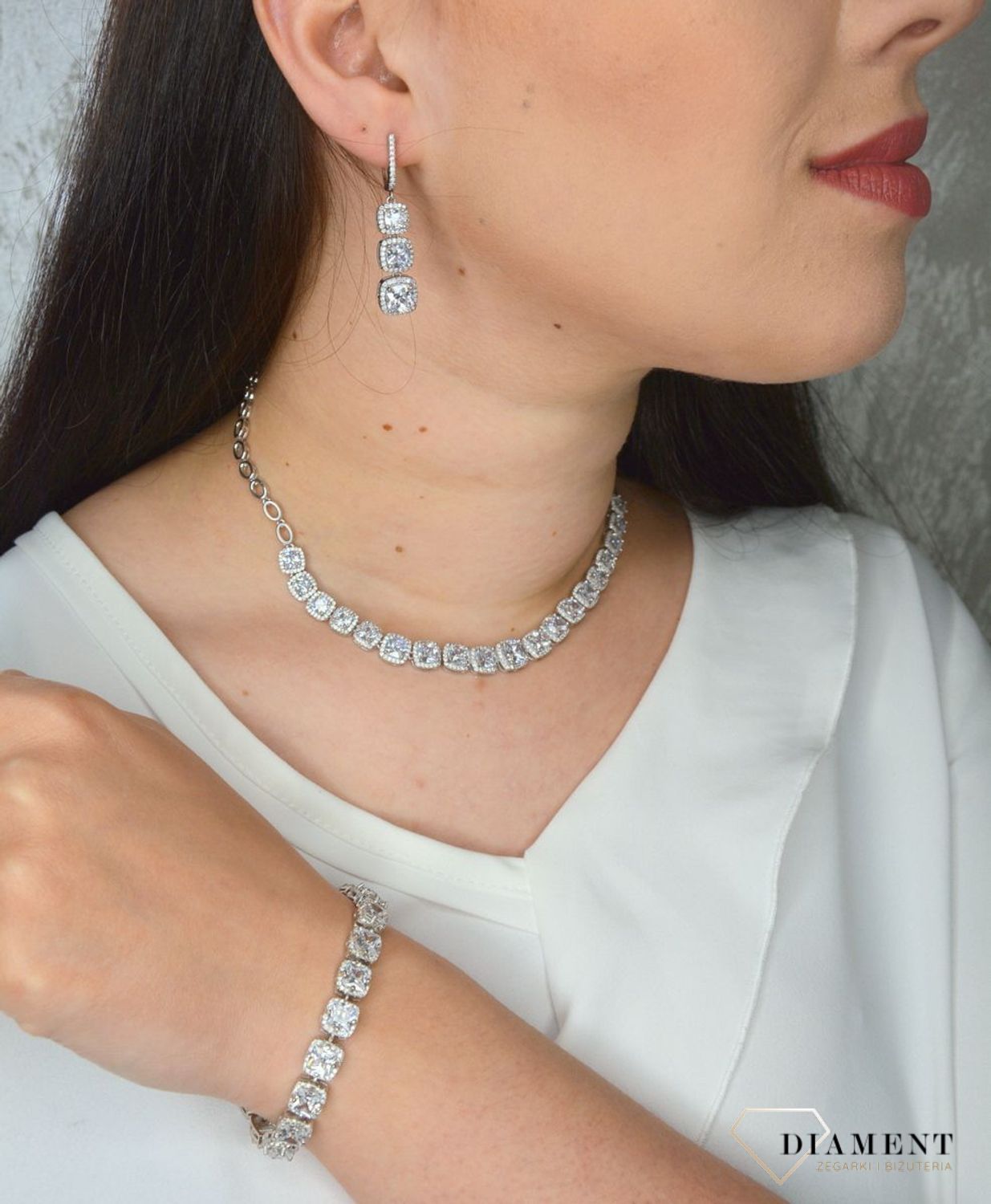 Kolia z cyrkoniami damska 'Komplet biżuterii ślubnej' DIA-NSZ-2401-925.jpg