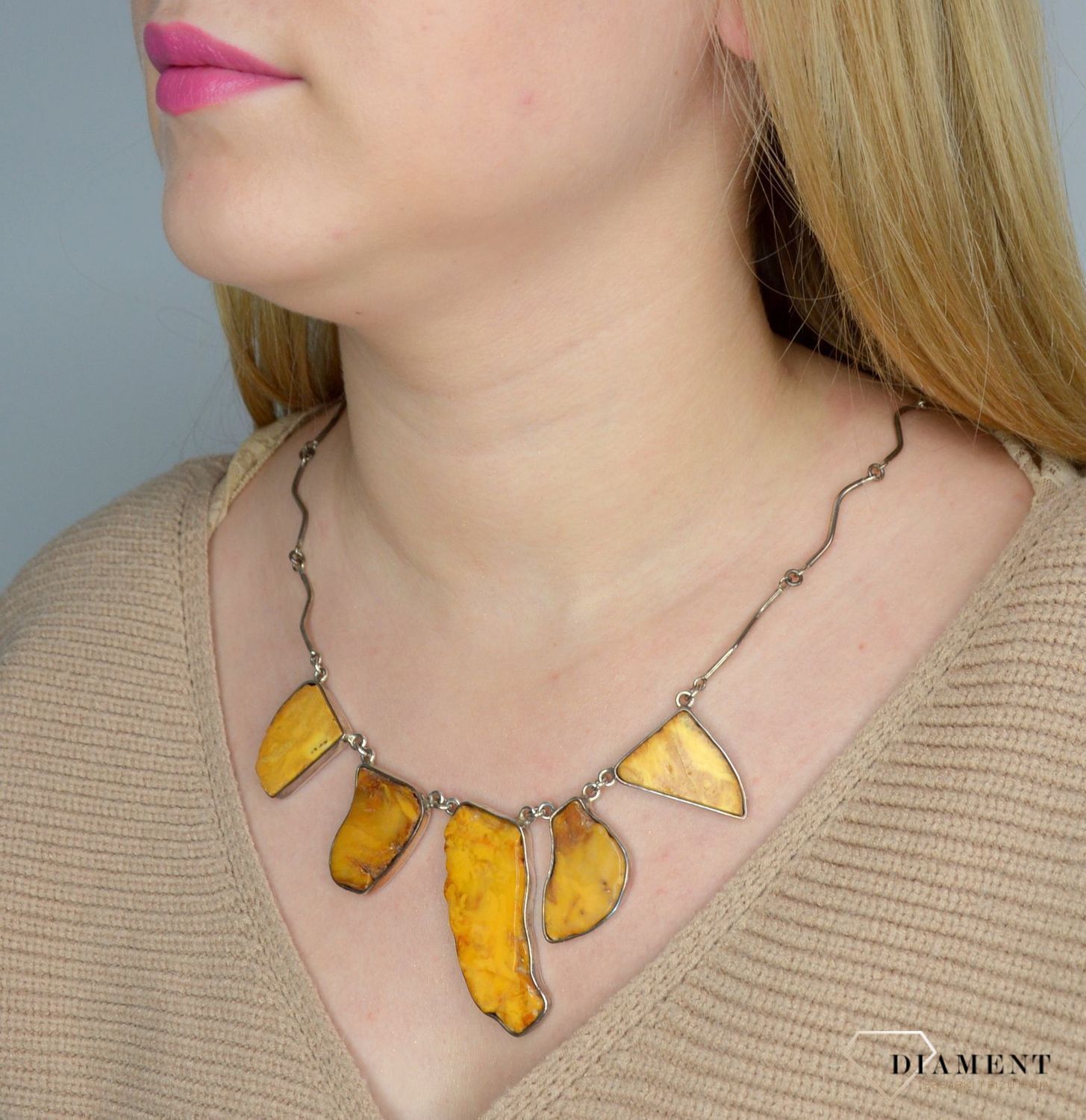 Naszyjnik srebrny z bursztynem w kolorze mlecznym DIA-NSZ-2485-bursztyn.jpg