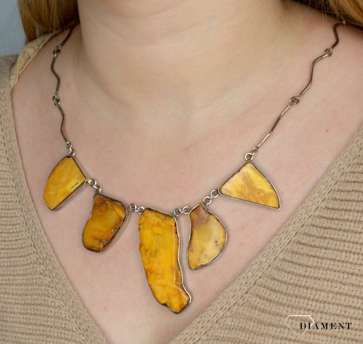 Naszyjnik srebrny z bursztynem w kolorze mlecznym DIA-NSZ-2485-bursztyn.jpg
