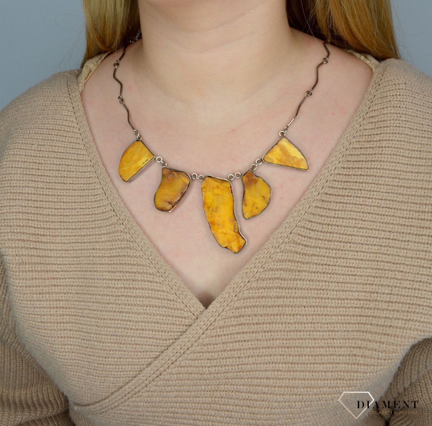 Naszyjnik srebrny z bursztynem w kolorze mlecznym DIA-NSZ-2485-bursztyn.jpg