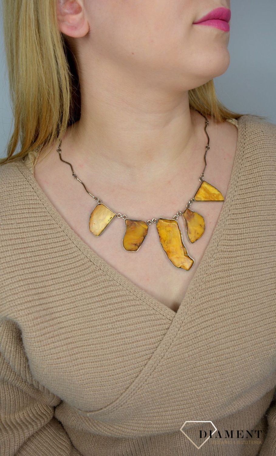 Naszyjnik srebrny z bursztynem w kolorze mlecznym DIA-NSZ-2485-bursztyn.jpg