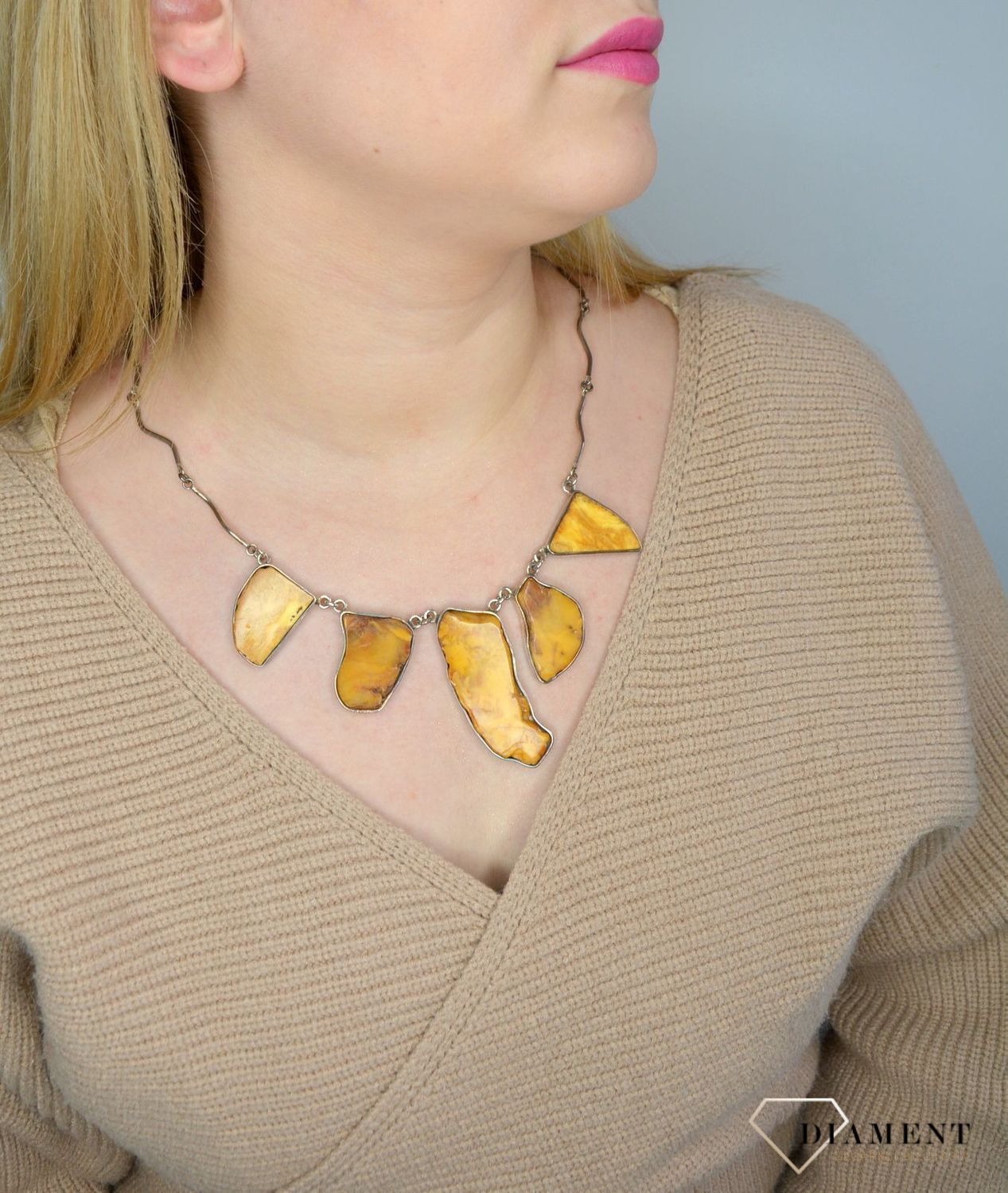 Naszyjnik srebrny z bursztynem w kolorze mlecznym DIA-NSZ-2485-bursztyn.jpg