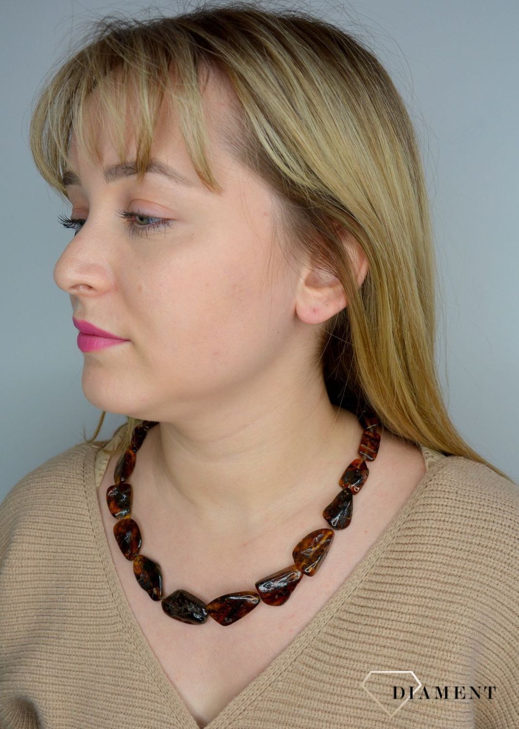 Naszyjnik z bursztynem w kolorze brązu DIA-NSZ-2488-bursztyn.jpg