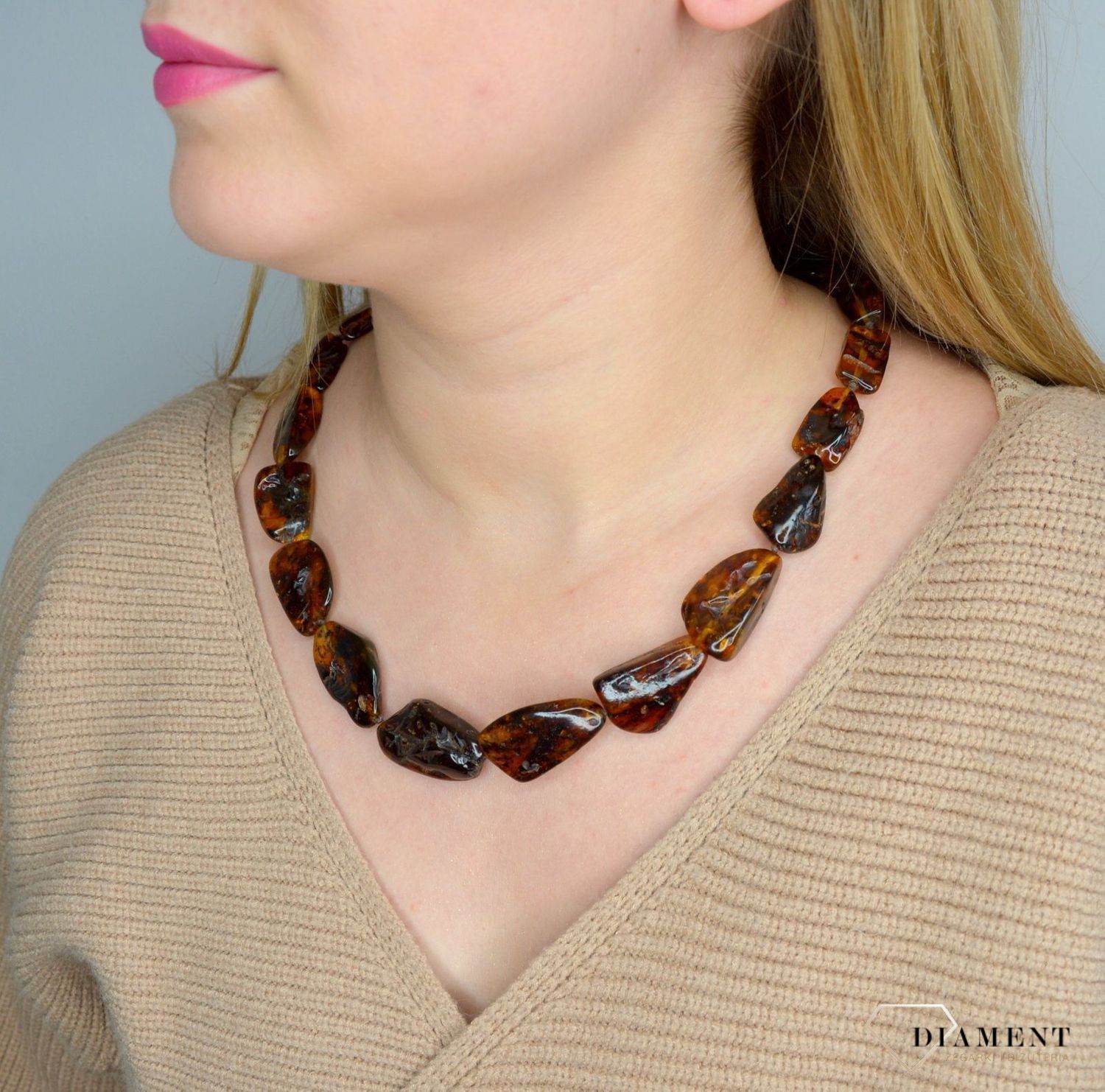 Naszyjnik z bursztynem w kolorze brązu DIA-NSZ-2488-bursztyn.jpg