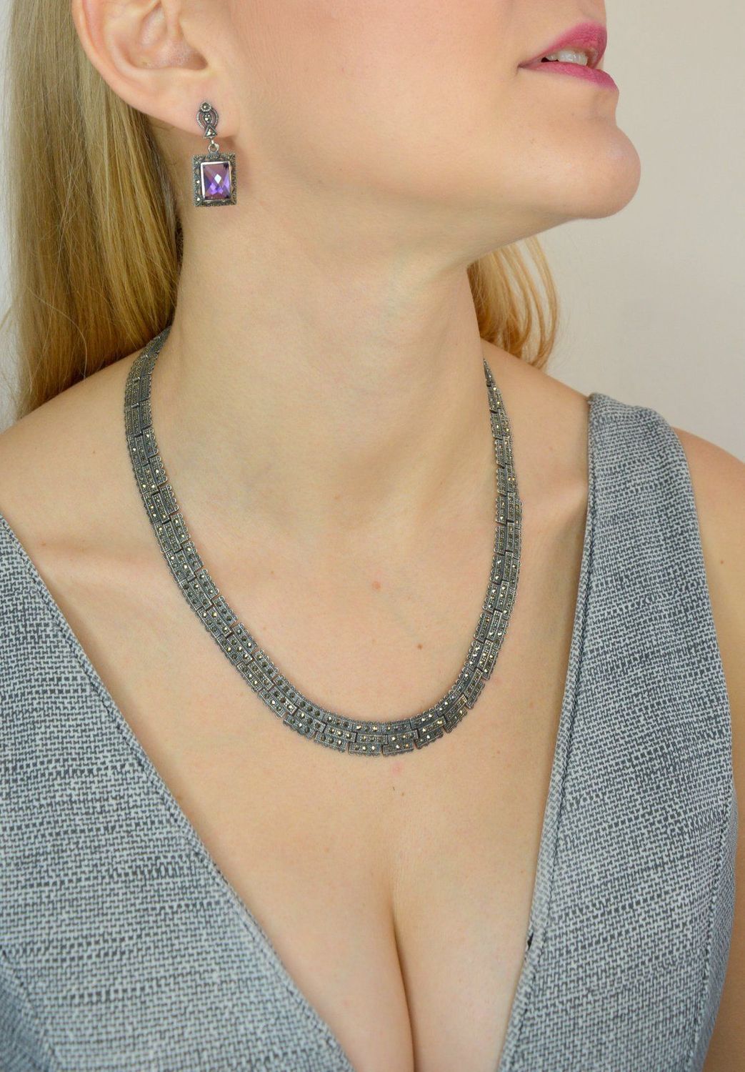 Naszyjnik srebrny z markazytami  DIA-NSZ-2497-925.jpg