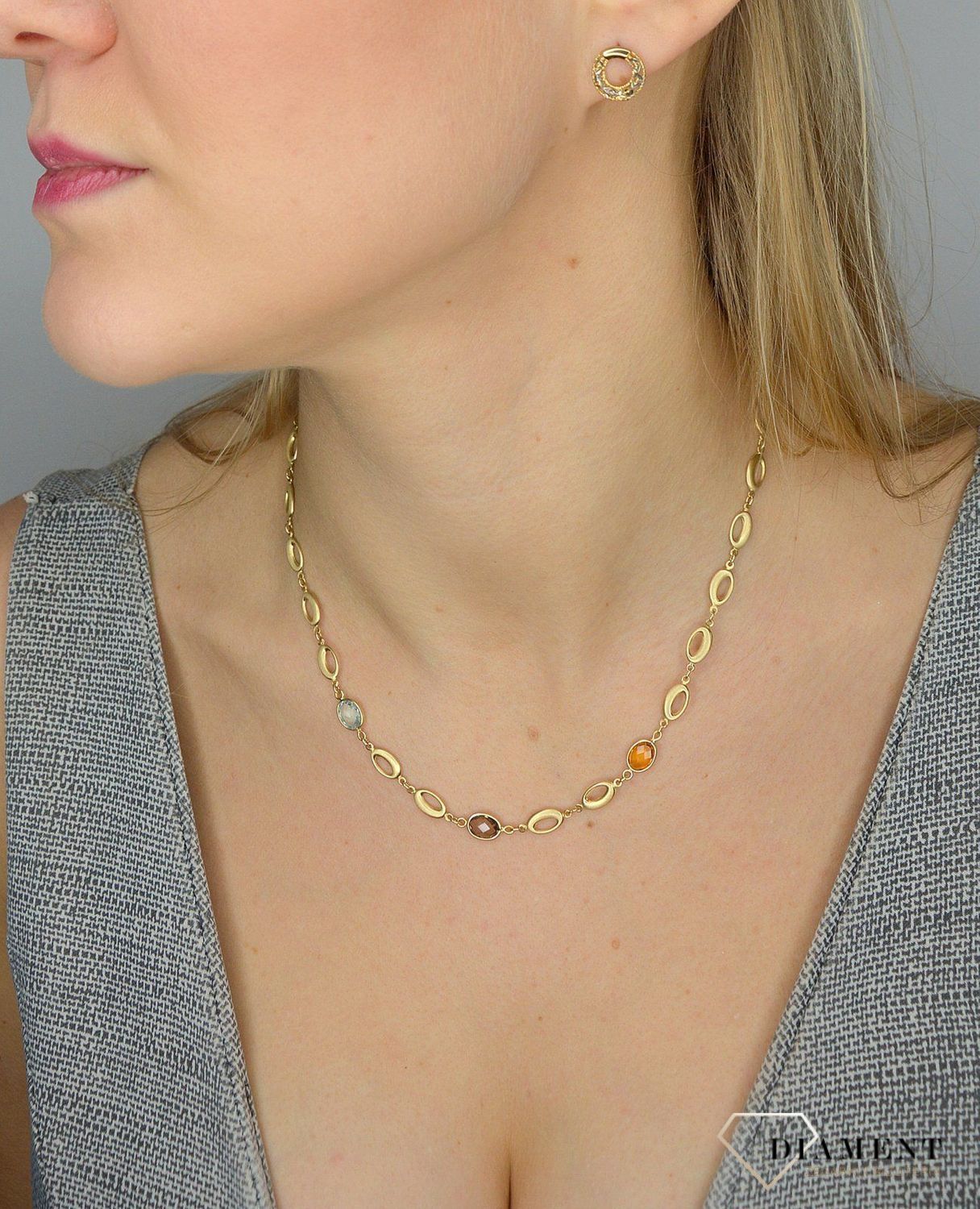 Naszyjnik złoty 585 z naturalnymi kamieniami DIA-NSZ-2527-585  ✓Złote Naszyjniki Damskie w Sklepie z Biżuterią zegarki-diament.pl✓.jpg