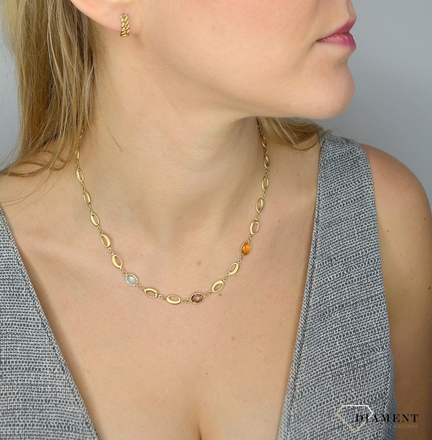 Naszyjnik złoty 585 z naturalnymi kamieniami DIA-NSZ-2527-585  ✓Złote Naszyjniki Damskie w Sklepie z Biżuterią zegarki-diament.pl✓.jpg