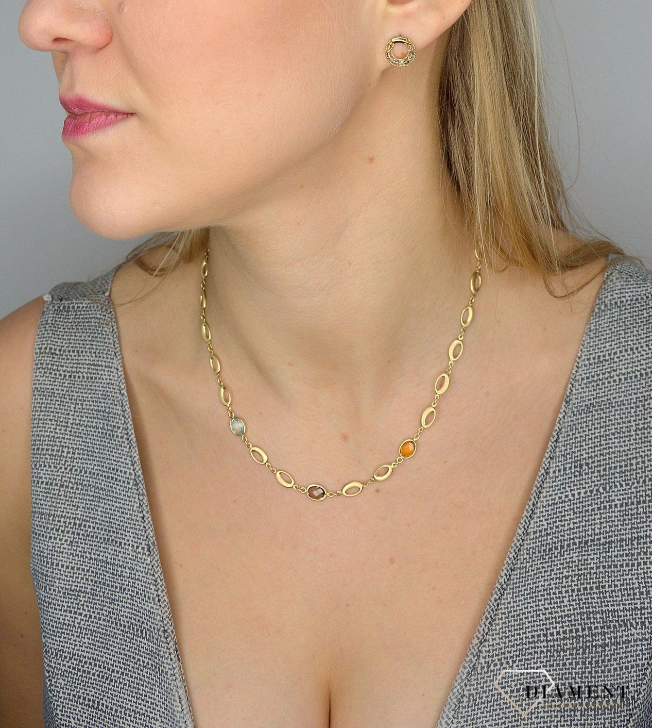 Naszyjnik złoty 585 z naturalnymi kamieniami DIA-NSZ-2527-585  ✓Złote Naszyjniki Damskie w Sklepie z Biżuterią zegarki-diament.pl✓.jpg