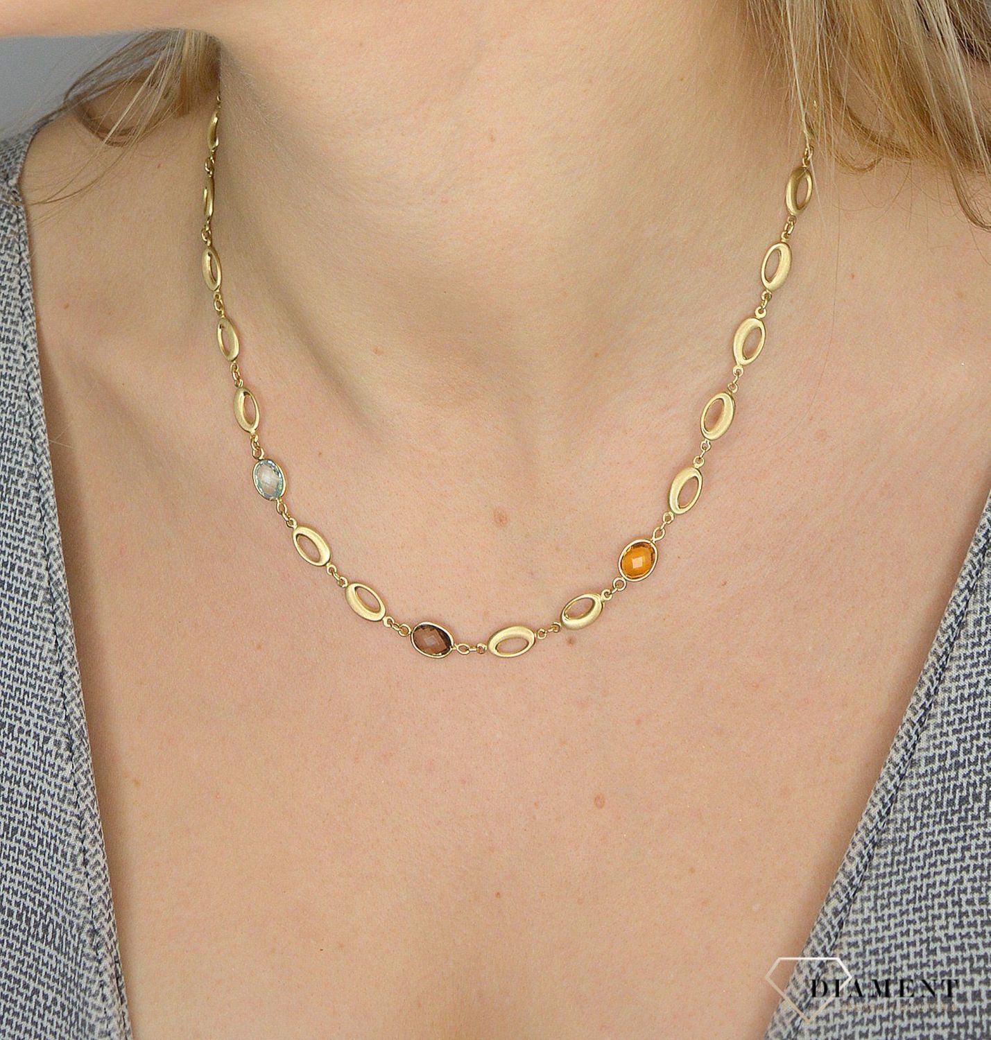 Naszyjnik złoty 585 z naturalnymi kamieniami DIA-NSZ-2527-585  ✓Złote Naszyjniki Damskie w Sklepie z Biżuterią zegarki-diament.pl✓.jpg