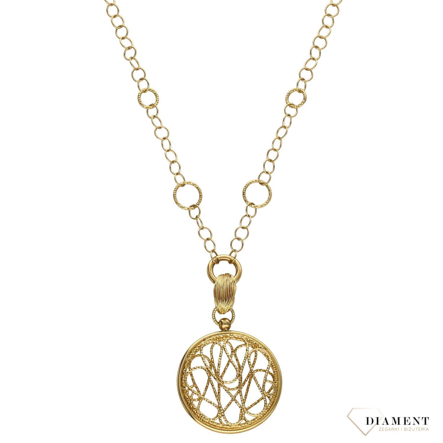 Naszyjnik złoty 585 z zawieszką okrągłą DIA-NSZ-2528-585.jpg