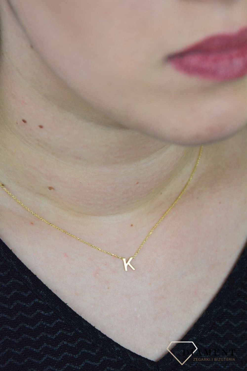 Złoty naszyjnik celebrytka z literka K DIA-NSZ-2545-K-585.jpg