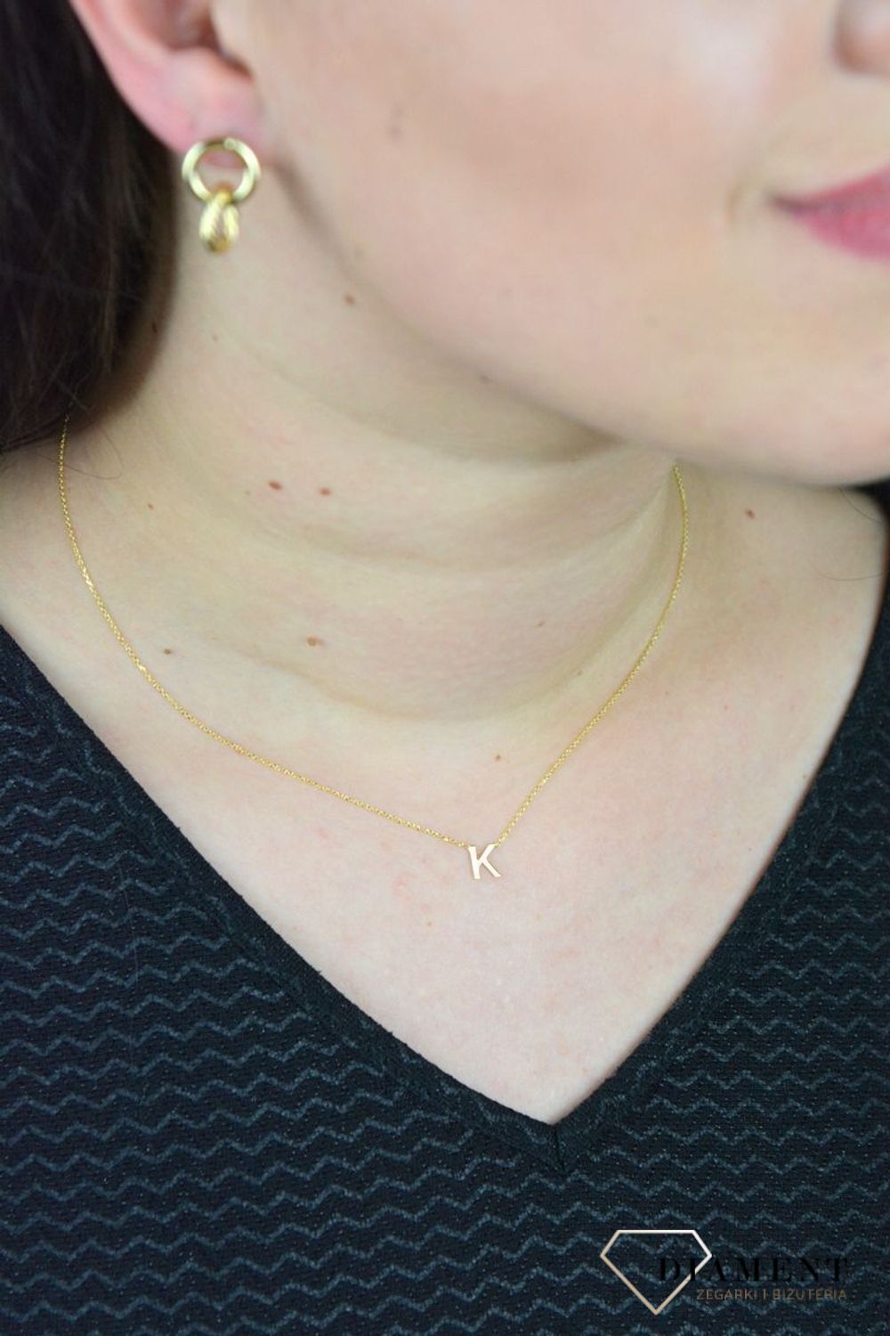 Złoty naszyjnik celebrytka z literka K DIA-NSZ-2545-K-585.jpg