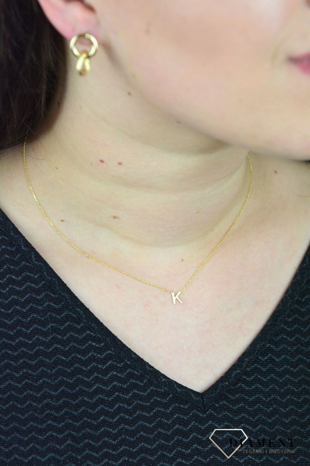 Złoty naszyjnik celebrytka z literka K DIA-NSZ-2545-K-585.jpg