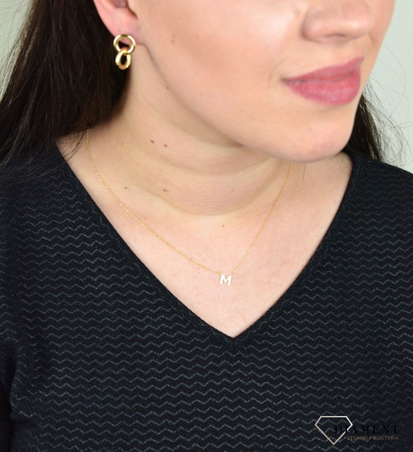 Złoty naszyjnik celebrytka z literka M DIA-NSZ-2545-M-585.jpg