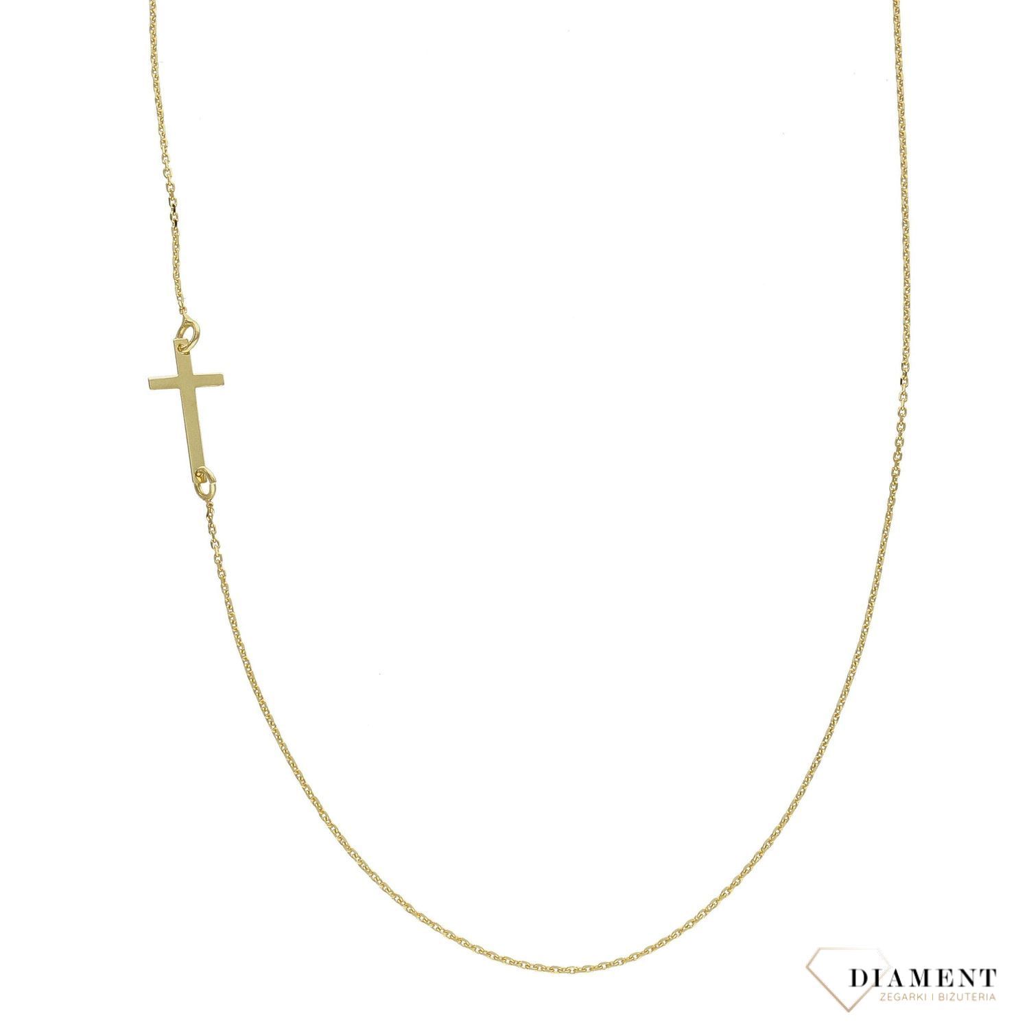 Złoty naszyjnik 585 celebrytka z krzyżykiem na boku DIA-NSZ-2727-585.jpg