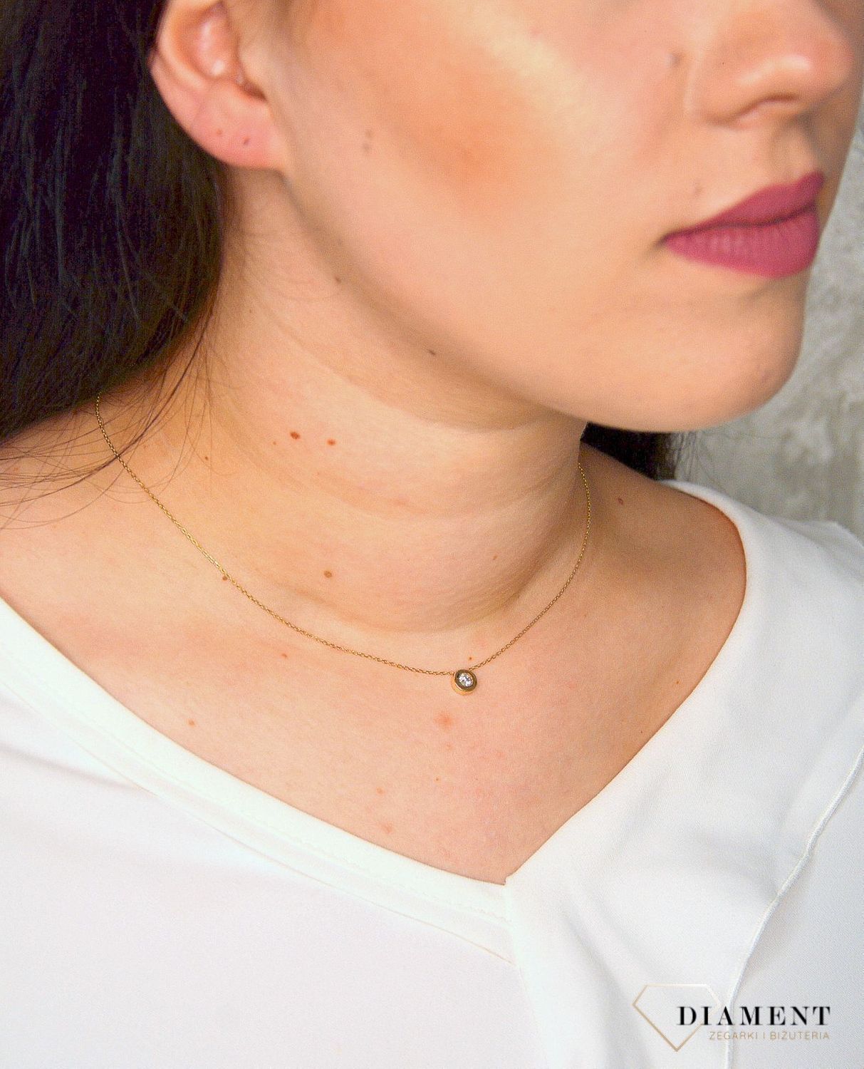 Złoty naszyjnik 585 celebrytka z wiszącą cyrkonią DIA-NSZ-2728-585.jpg