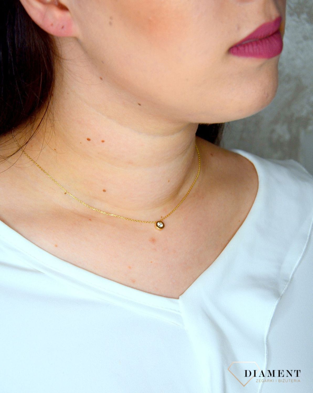 Złoty naszyjnik 585 celebrytka z wiszącą cyrkonią DIA-NSZ-2728-585.jpg