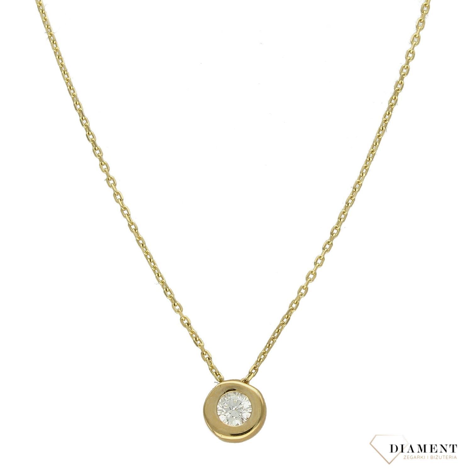 Złoty naszyjnik 585 celebrytka z wiszącą cyrkonią DIA-NSZ-2728-585.jpg