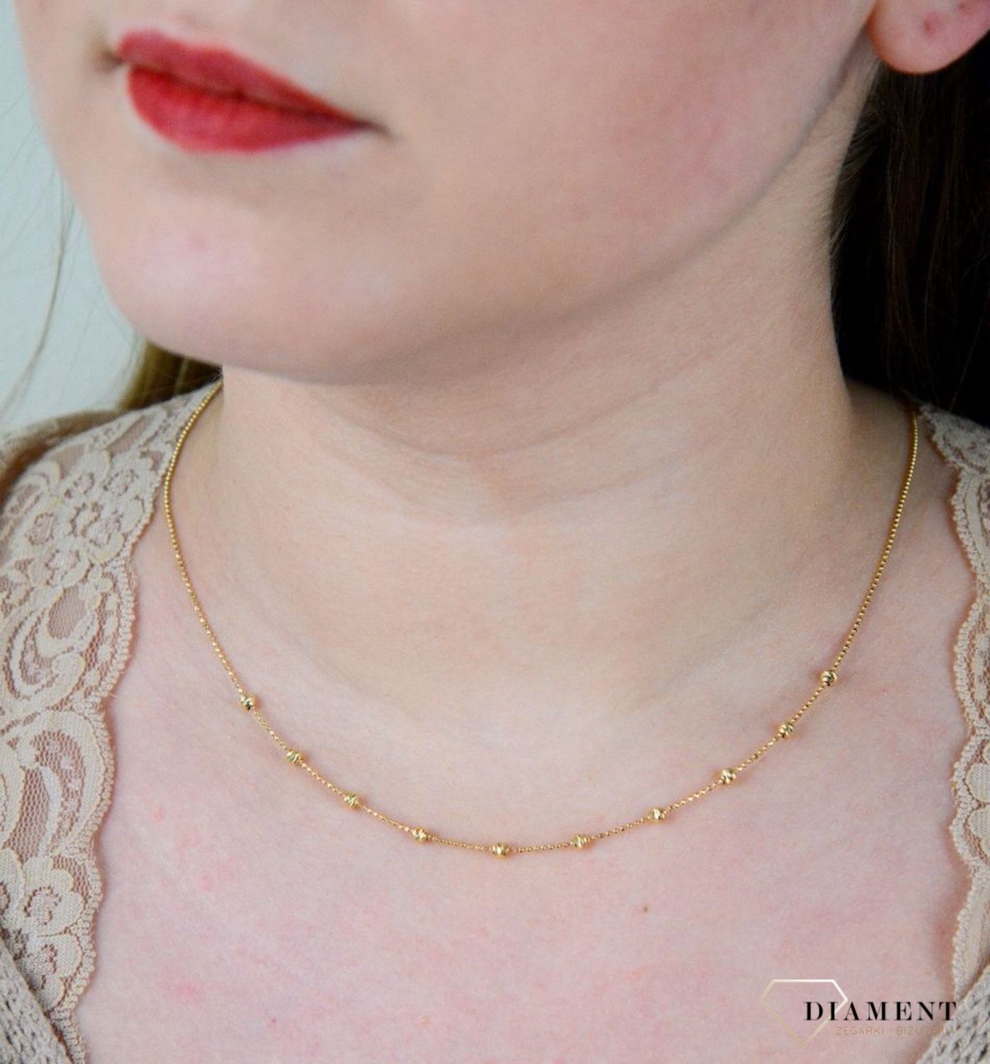 Złoty naszyjnik 585 celebrytka z grawerowanymi kuleczkami DIA-NSZ-2732-585.jpg