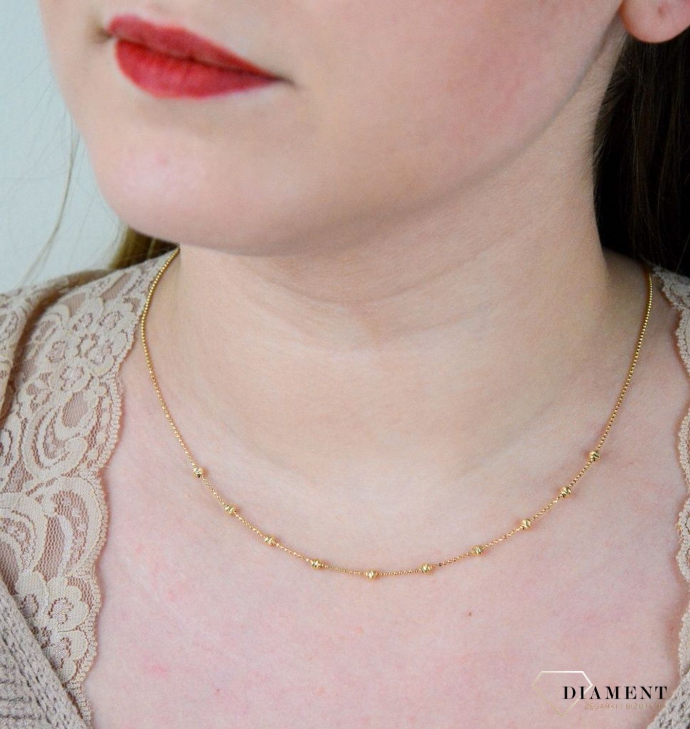 Złoty naszyjnik 585 celebrytka z grawerowanymi kuleczkami DIA-NSZ-2732-585.jpg