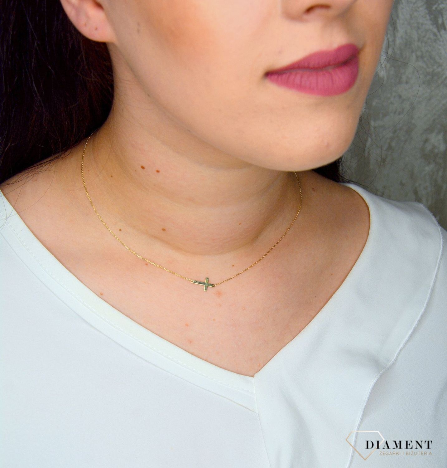 Złoty naszyjnik 585 celebrytka z krzyżykiem DIA-NSZ-2737-585.jpg