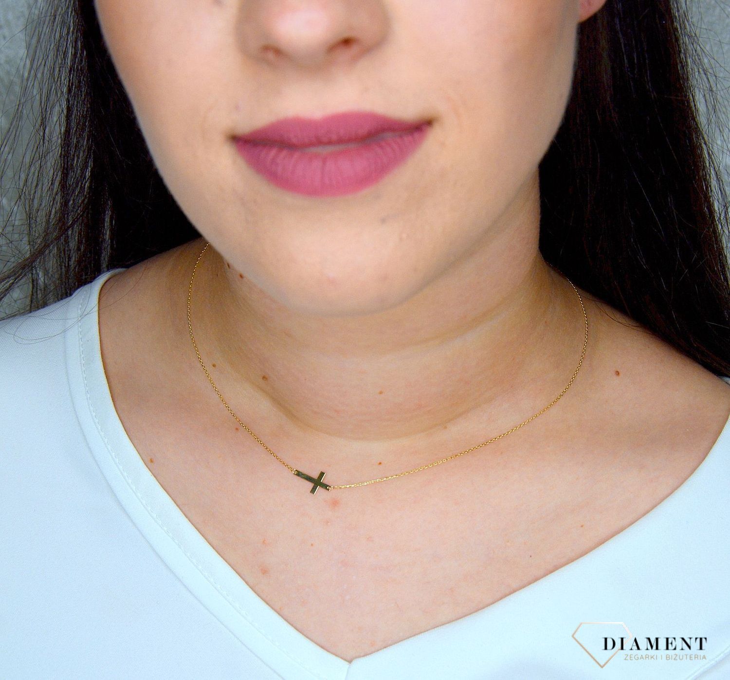 Złoty naszyjnik 585 celebrytka z krzyżykiem DIA-NSZ-2737-585.jpg