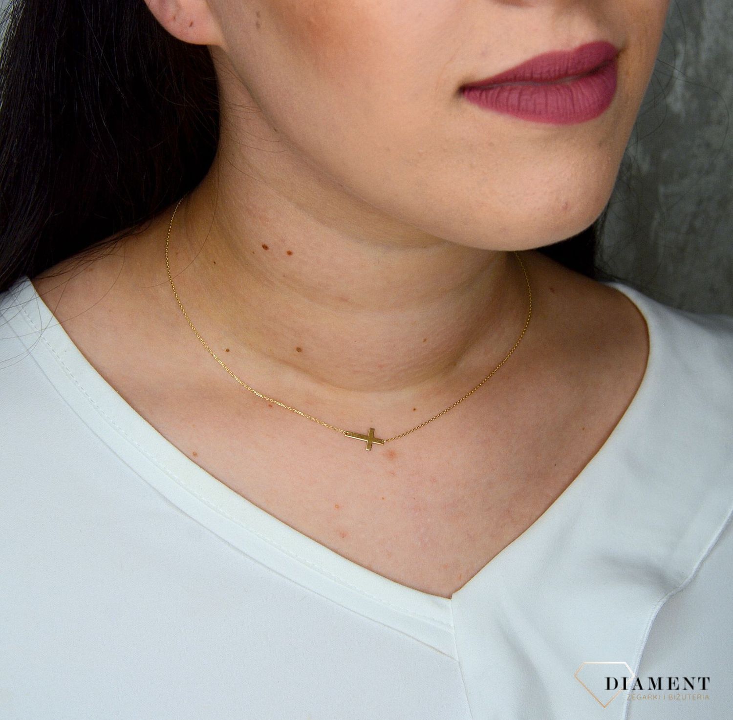 Złoty naszyjnik 585 celebrytka z krzyżykiem DIA-NSZ-2737-585.jpg