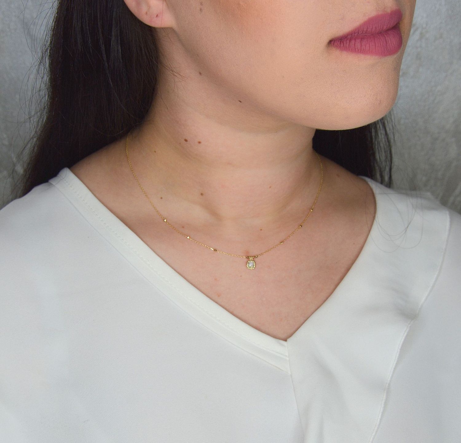 Złoty naszyjnik 585 cyrkonia i delikatne kuleczki DIA-NSZ-2739-585.jpg