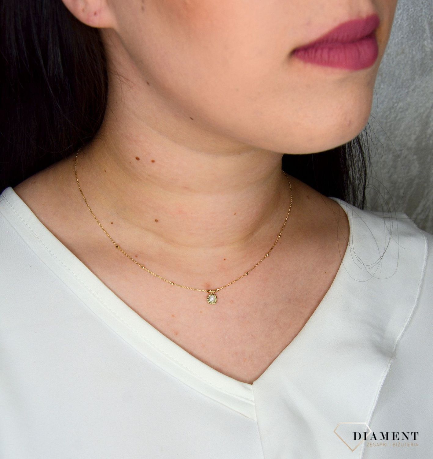 Złoty naszyjnik 585 cyrkonia i delikatne kuleczki DIA-NSZ-2739-585.jpg