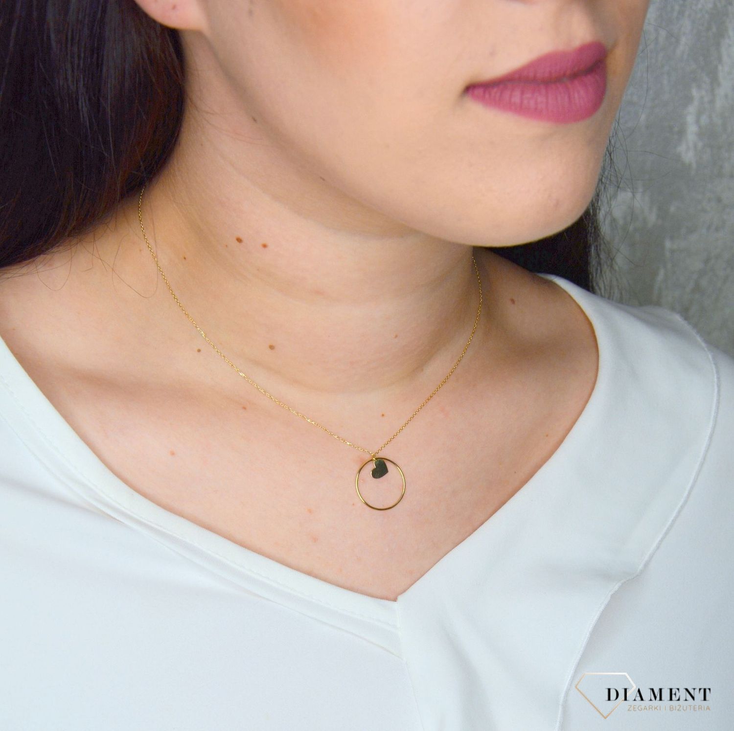 Złoty naszyjnik 585 kółko z serduszkiem DIA-NSZ-2741-585.jpg