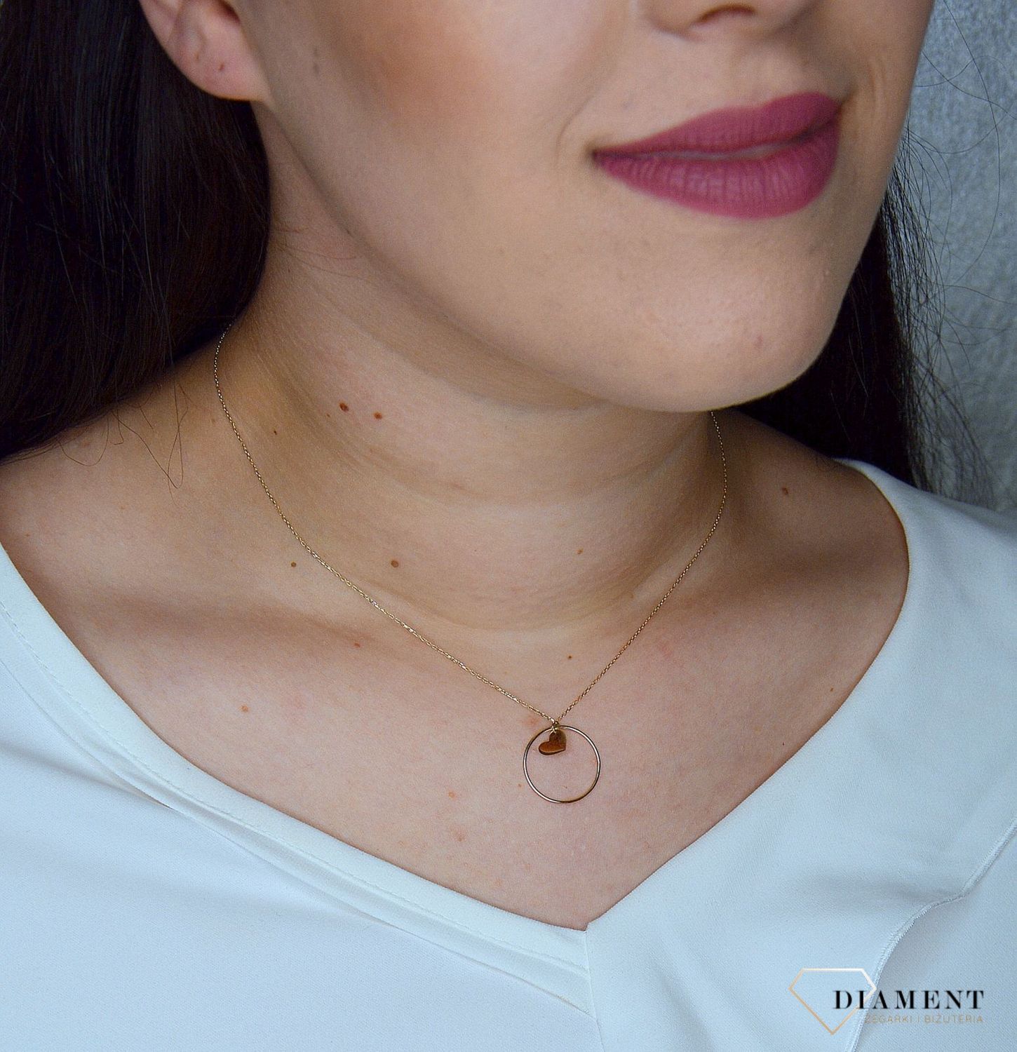 Złoty naszyjnik 585 kółko z serduszkiem DIA-NSZ-2741-585.jpg