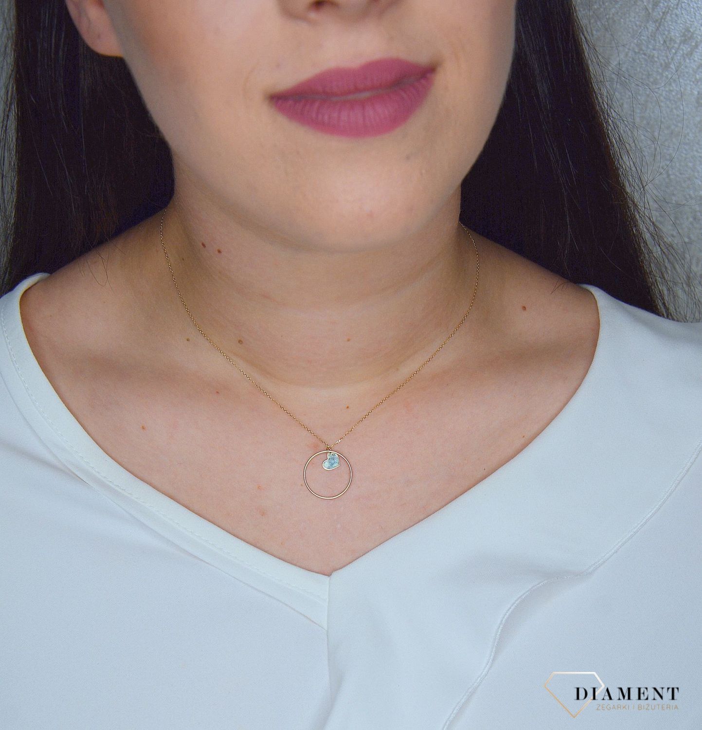 Złoty naszyjnik 585 kółko z serduszkiem DIA-NSZ-2741-585.jpg
