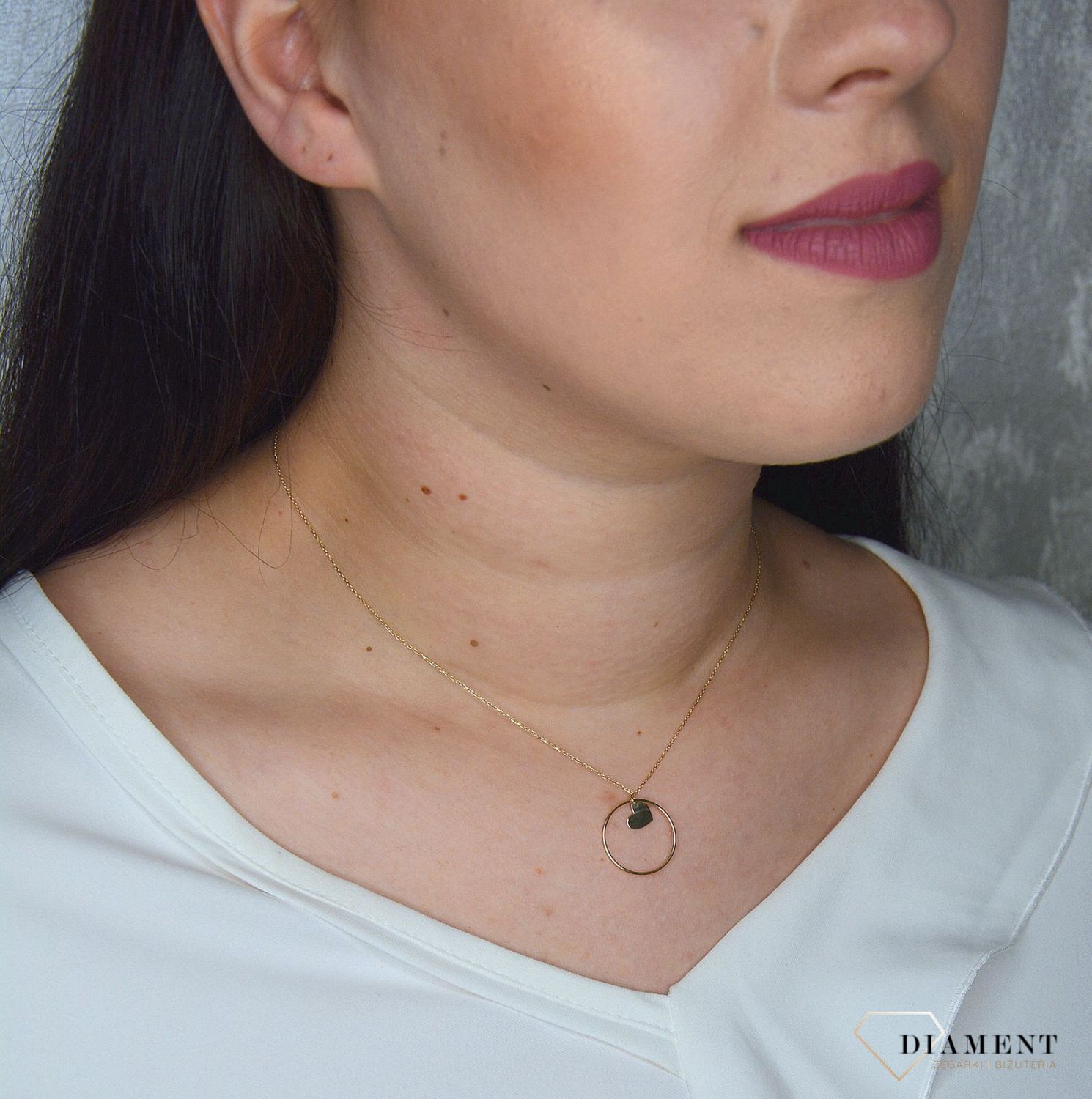 Złoty naszyjnik 585 kółko z serduszkiem DIA-NSZ-2741-585.jpg