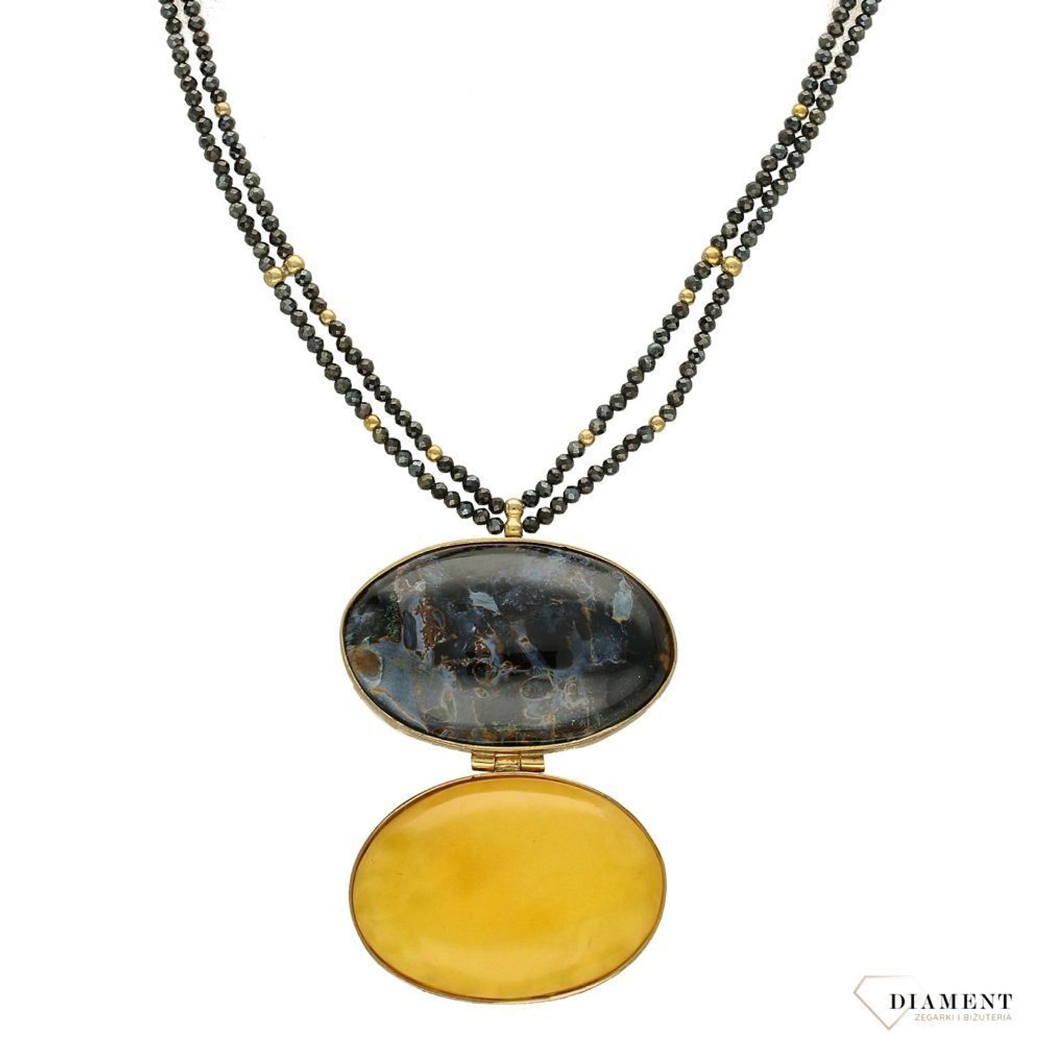 Srebrny naszyjnik z bursztynem i spinel DIA-NSZ-2776-925.jpg