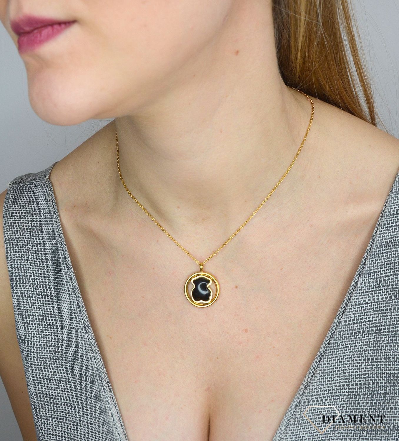 Naszyjnik damski z zawieszką czarny miś DIA-NSZ-2800-STAL.jpg