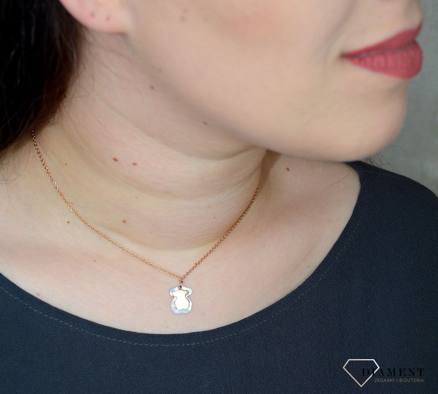 Naszyjnik damski Tuos miś masa perłowa DIA-NSZ-2804-STAL.jpg