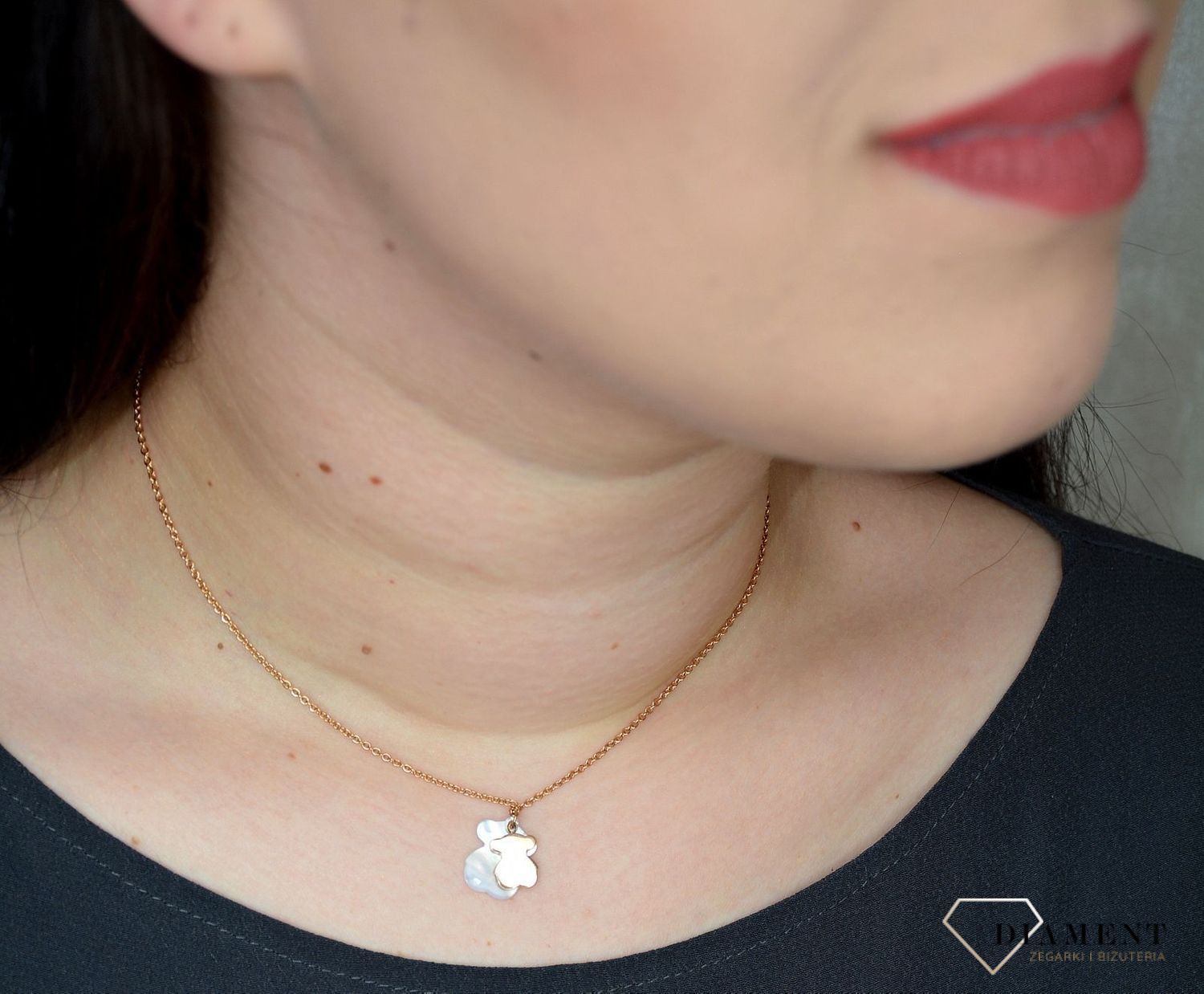 Naszyjnik damski Tuos miś masa perłowa DIA-NSZ-2804-STAL.jpg