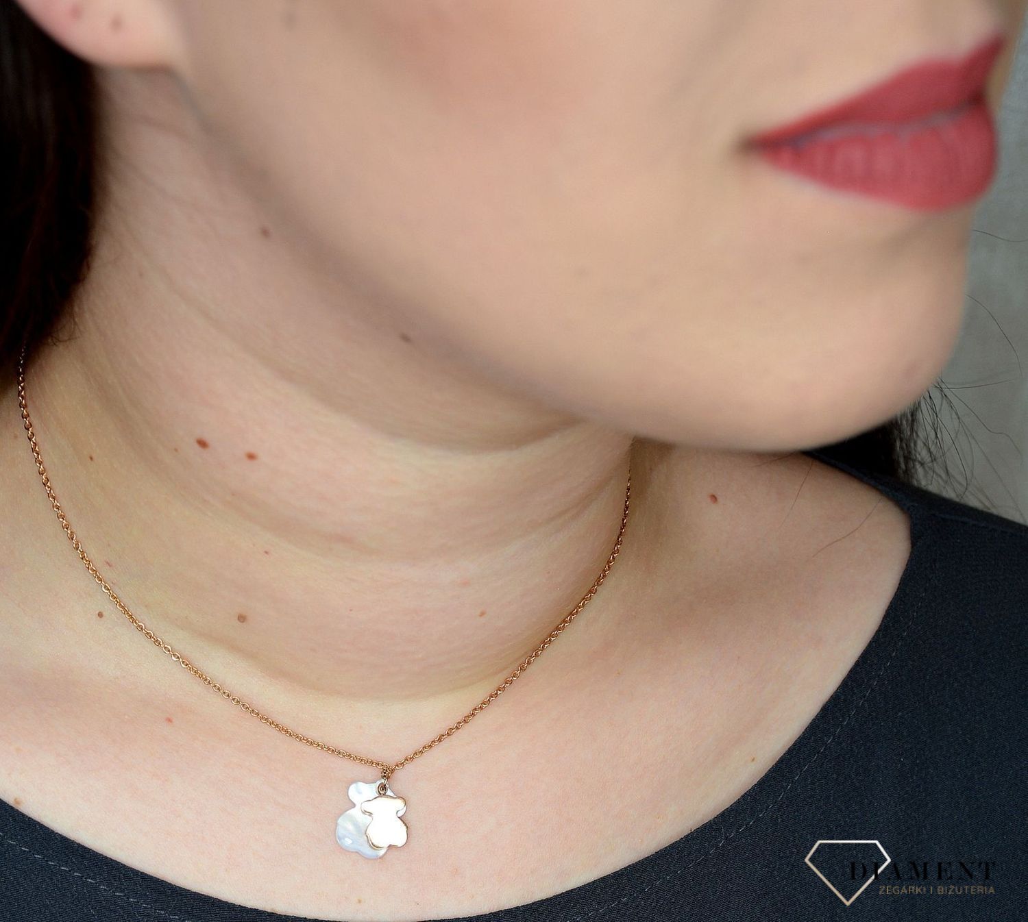 Naszyjnik damski Tuos miś masa perłowa DIA-NSZ-2804-STAL.jpg