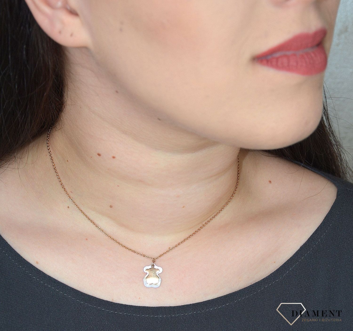 Naszyjnik damski Tuos miś masa perłowa DIA-NSZ-2804-STAL.jpg