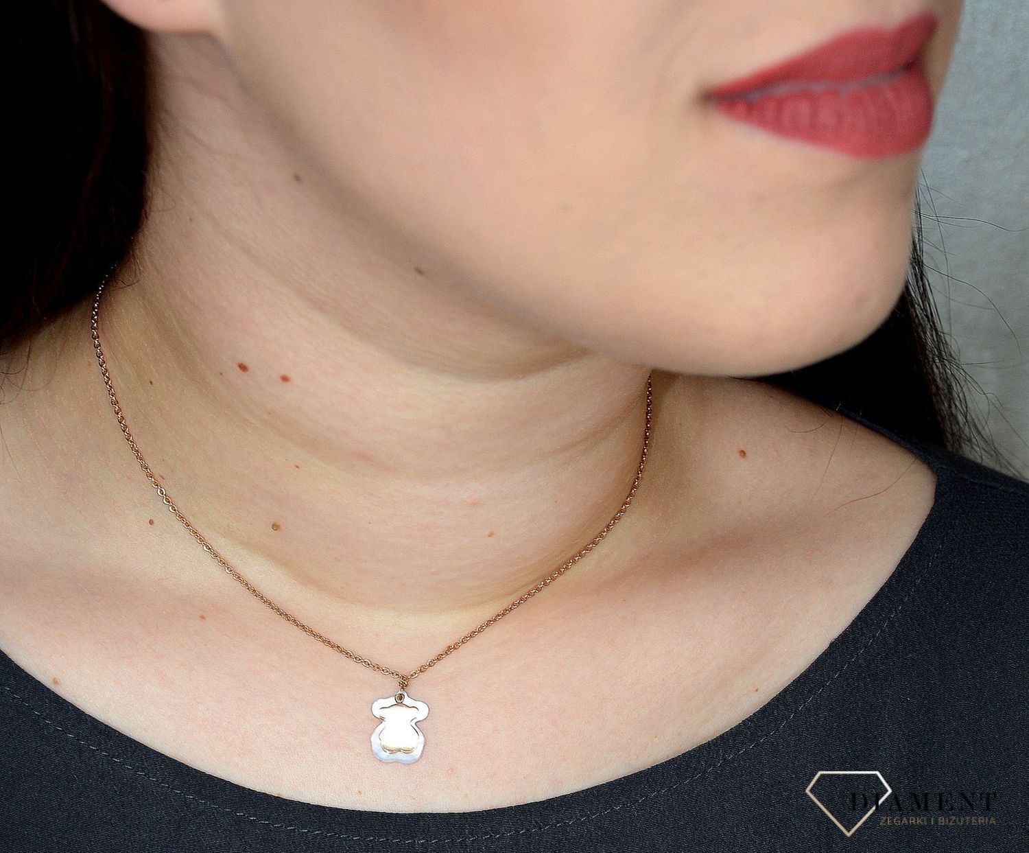 Naszyjnik damski Tuos miś masa perłowa DIA-NSZ-2804-STAL.jpg