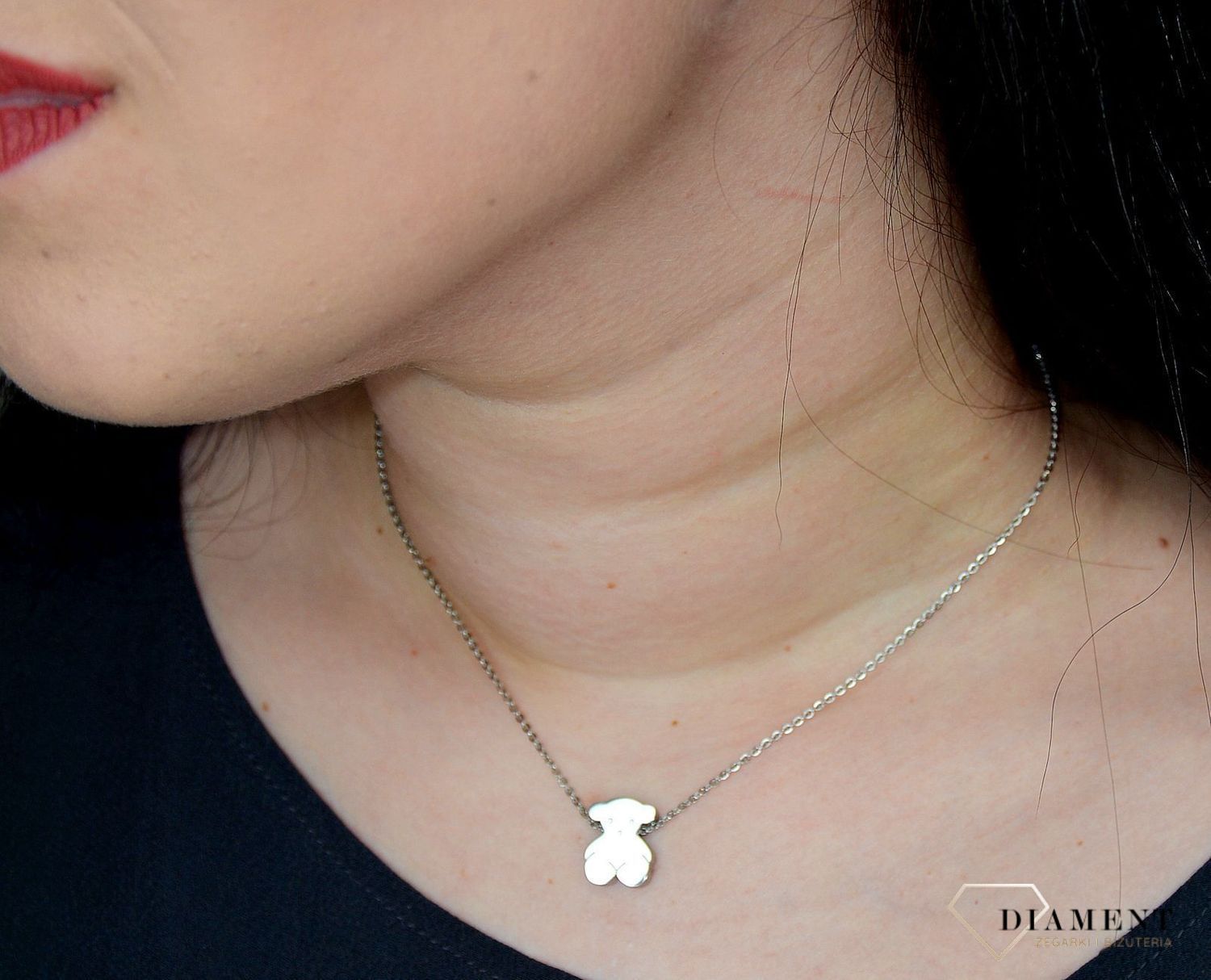 Naszyjnik damski stalowy gładki misiek DIA-NSZ-2805-STAL.jpg