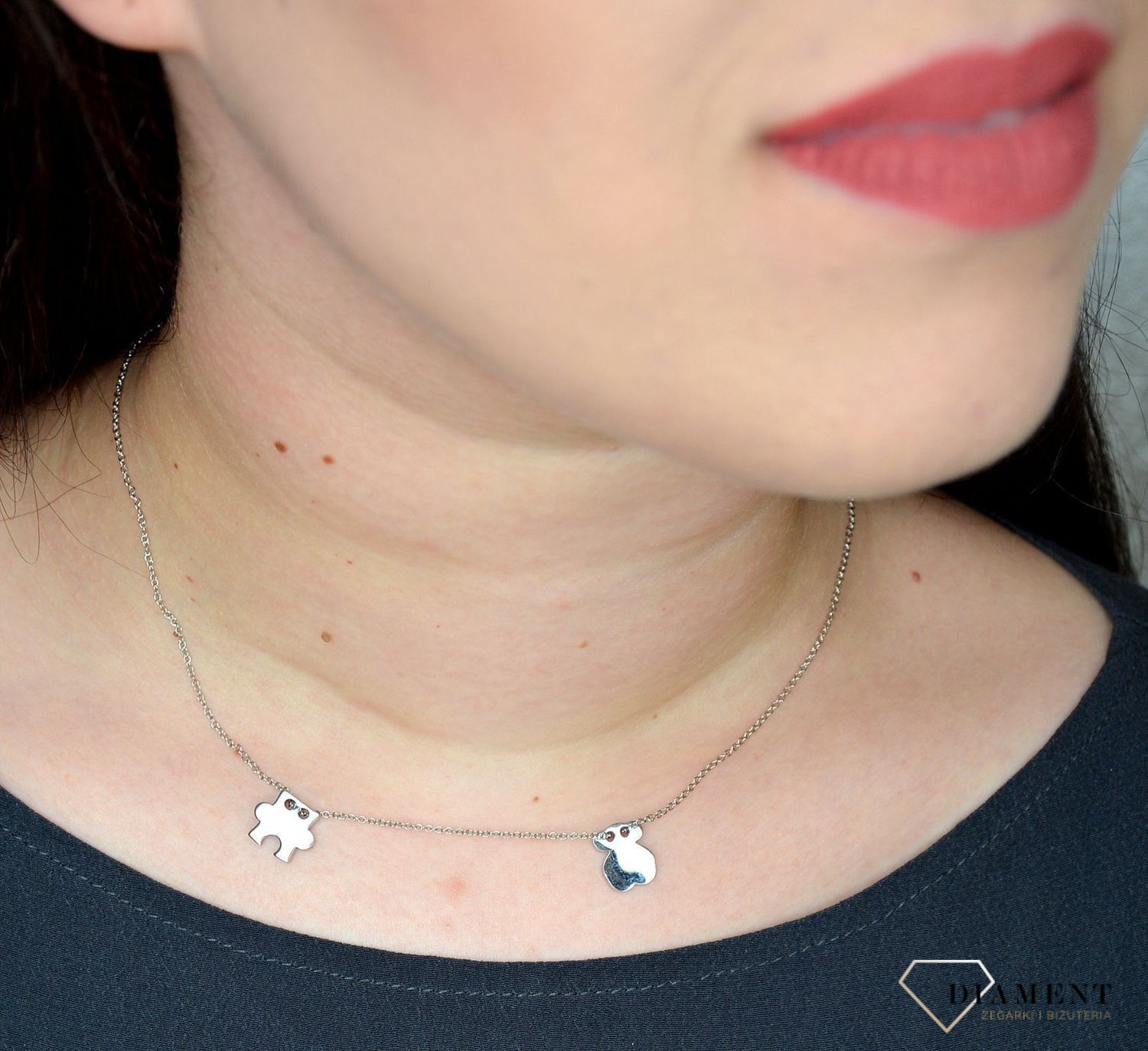 Naszyjnik damski stalowy Misiek i Puzzel z grawerem  DIA-NSZ-2806-STAL.jpg
