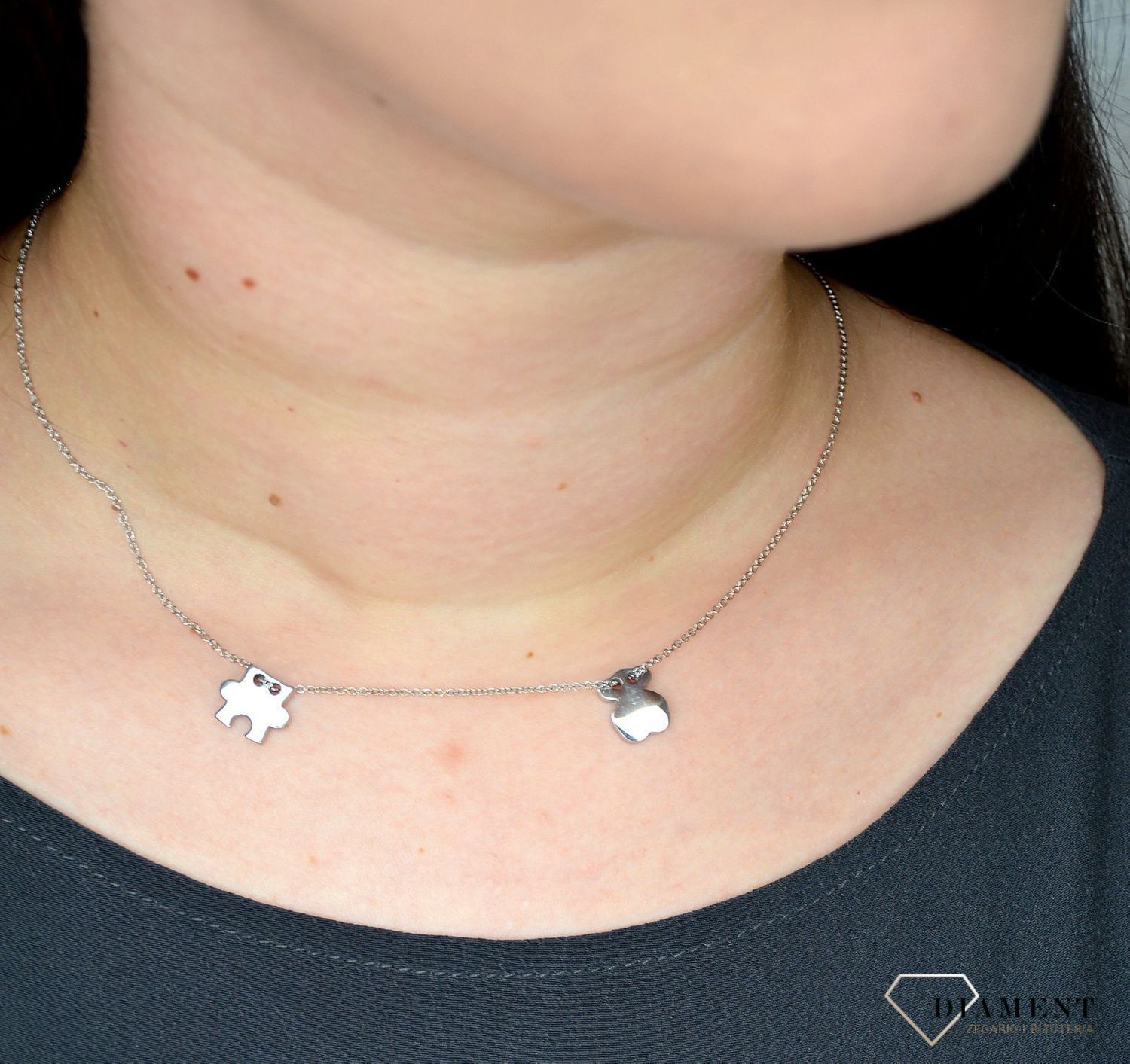 Naszyjnik damski stalowy Misiek i Puzzel z grawerem  DIA-NSZ-2806-STAL.jpg