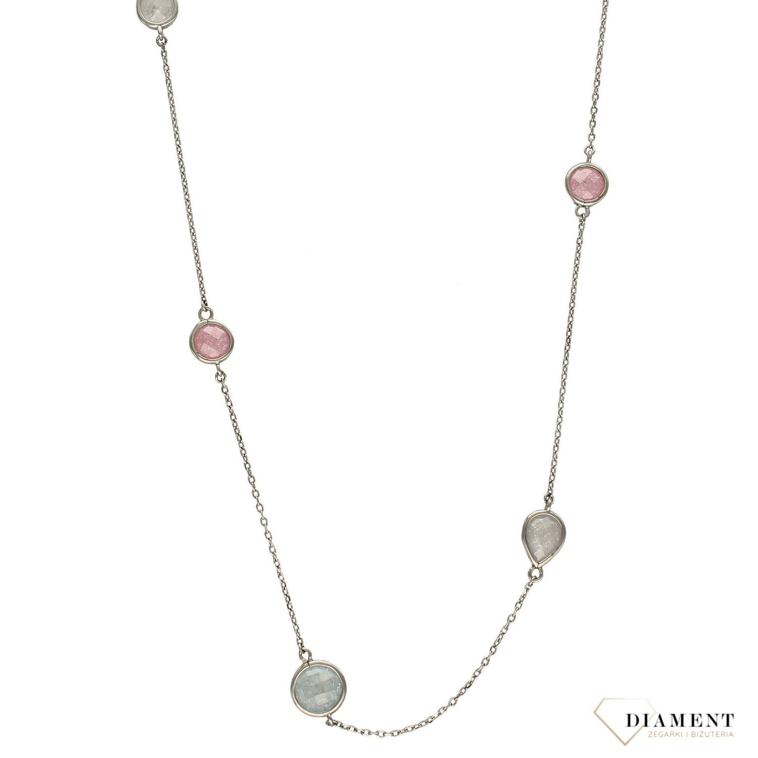 Srebrny naszyjnik długi z kolorowymi kamieniami DIA-NSZ-2829-925.jpg