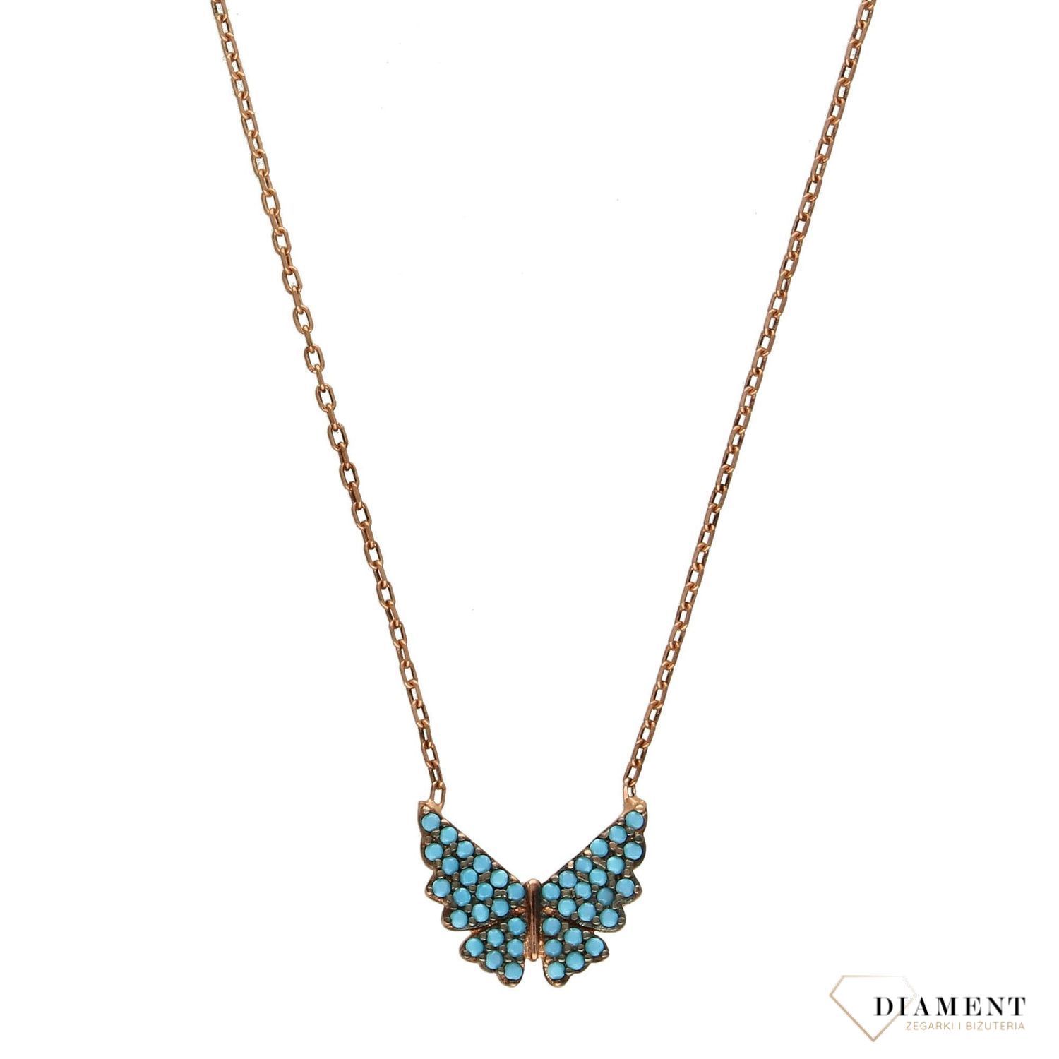 Srebrny naszyjnik pozłacany, niebieski motylek DIA-NSZ-2830-925.jpg