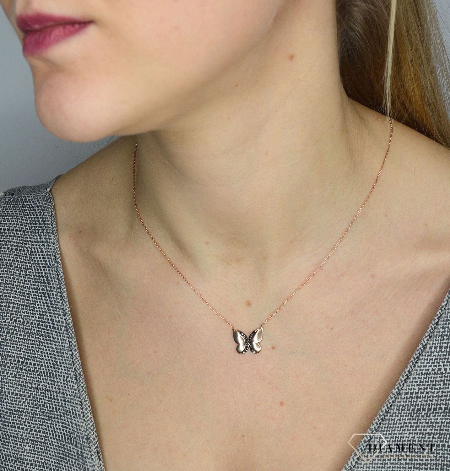 Pozłacana celebrytka z zawieszką DIA-NSZ-2836-925✓Naszyjniki Damskie w Sklepie z Biżuterią zegarki-diament.pl✓.jpg