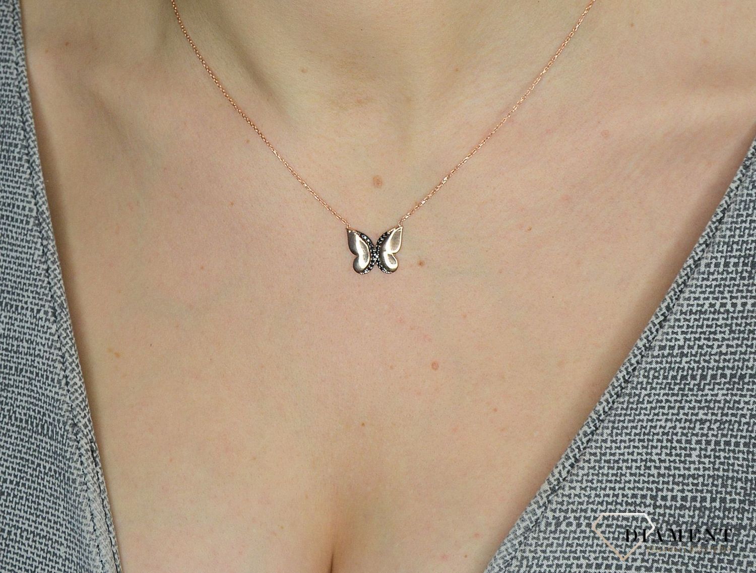 Pozłacana celebrytka z zawieszką DIA-NSZ-2836-925✓Naszyjniki Damskie w Sklepie z Biżuterią zegarki-diament.pl✓.jpg